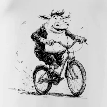 Tučná krava na bicykli