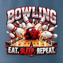 Bowlingová guľa a kolky eat sleep repeat