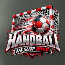 Hádzanárska lopta v bránke eat sleep repeat