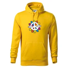 Peace symbol s kreslenou kvetinou