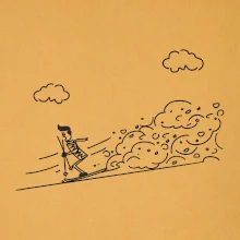 Kreslený lyžiar na horách