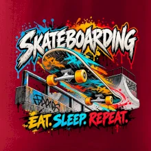 Skateboard ve street stylu eat sleep repeat