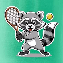 Mýval hrá tenis kreslený Mýval hrá tenis kreslený