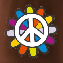 Peace symbol s kreslenou kvetinou