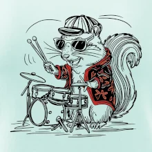 Squirrel playing drums