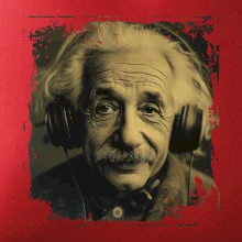 Albert Einstein so slúchadlami