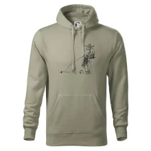 Kreslený rybár na pni