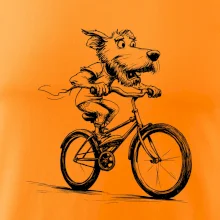 Pes na bicykli