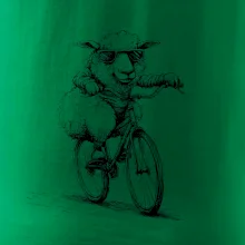 Ovce s okuliarmi na bicykli