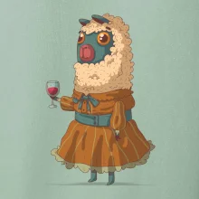 Alpaka s vínom žena