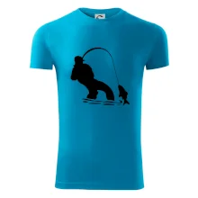 Rybár ťahajúce rybu