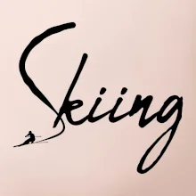 Skiing nápis lyžiar