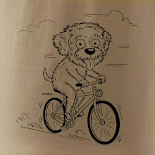 Lagotto romagnolo karikatúra na bicykli čierna