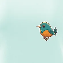 Vtáčik kreslený na prsníku