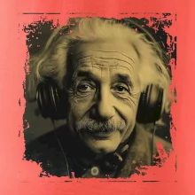 Albert Einstein so slúchadlami