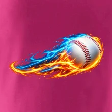 Letící baseballový míček v plamenech