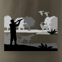 Lovec a stavač v lese