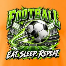 Futbalová lopta a štadión eat sleep repeat