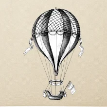 Teplovzdušný balón kreslený