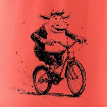 Tučná krava na bicykli