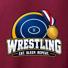 Zápasnická žíněnka se zlatou medailí eat sleep wrestling  repeat