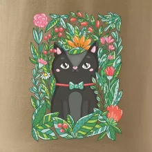 Mačka s kvetmi maľované