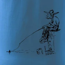 Kreslený rybár na pni