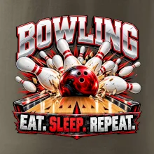Bowlingová guľa a kolky eat sleep repeat
