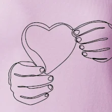 Ruka držiaca srdce jedným ťahom