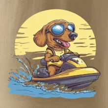 Jazvečík na vodnom skútri