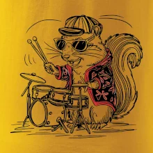 Squirrel playing drums
