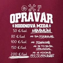 Hodinová mzda - opravár