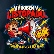 Vyroben v listopadu hlučný kluk s červeným megafonem