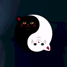 Mačky jin jang farebné Mačky jin jang farebné