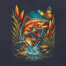 Obrázok pstruh a motýľ