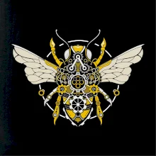 Steampunk včela farebná Steampunk včela farebná