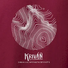 Kriváň - vrstevnice v kruhu
