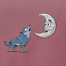 Parové tričko - Vlk a mesiac