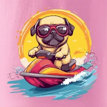 Mops na vodnom skútri