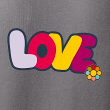 Love nápis s kvetinou