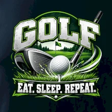Golfová palica s loptičkou eat sleep repeat