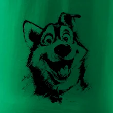 Čiernobiela karikatúra husky