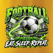 Futbalová lopta a štadión eat sleep repeat