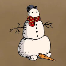 Snehuliak so spadnutým nosom