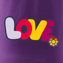 Love nápis s kvetinou