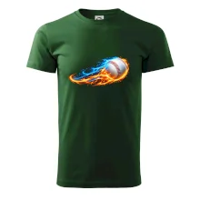 Letící baseballový míček v plamenech