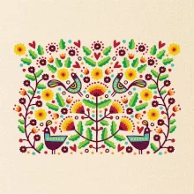 Folklór - farebne kvetiny obdĺžnik