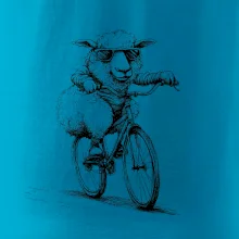 Ovce s okuliarmi na bicykli