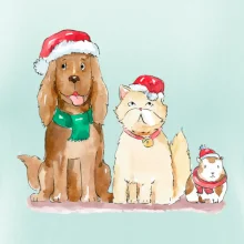 Veselé vianoce - pes, škrečok a mačka