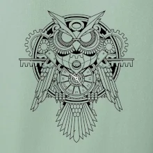 Steampunk sova čiernobiela